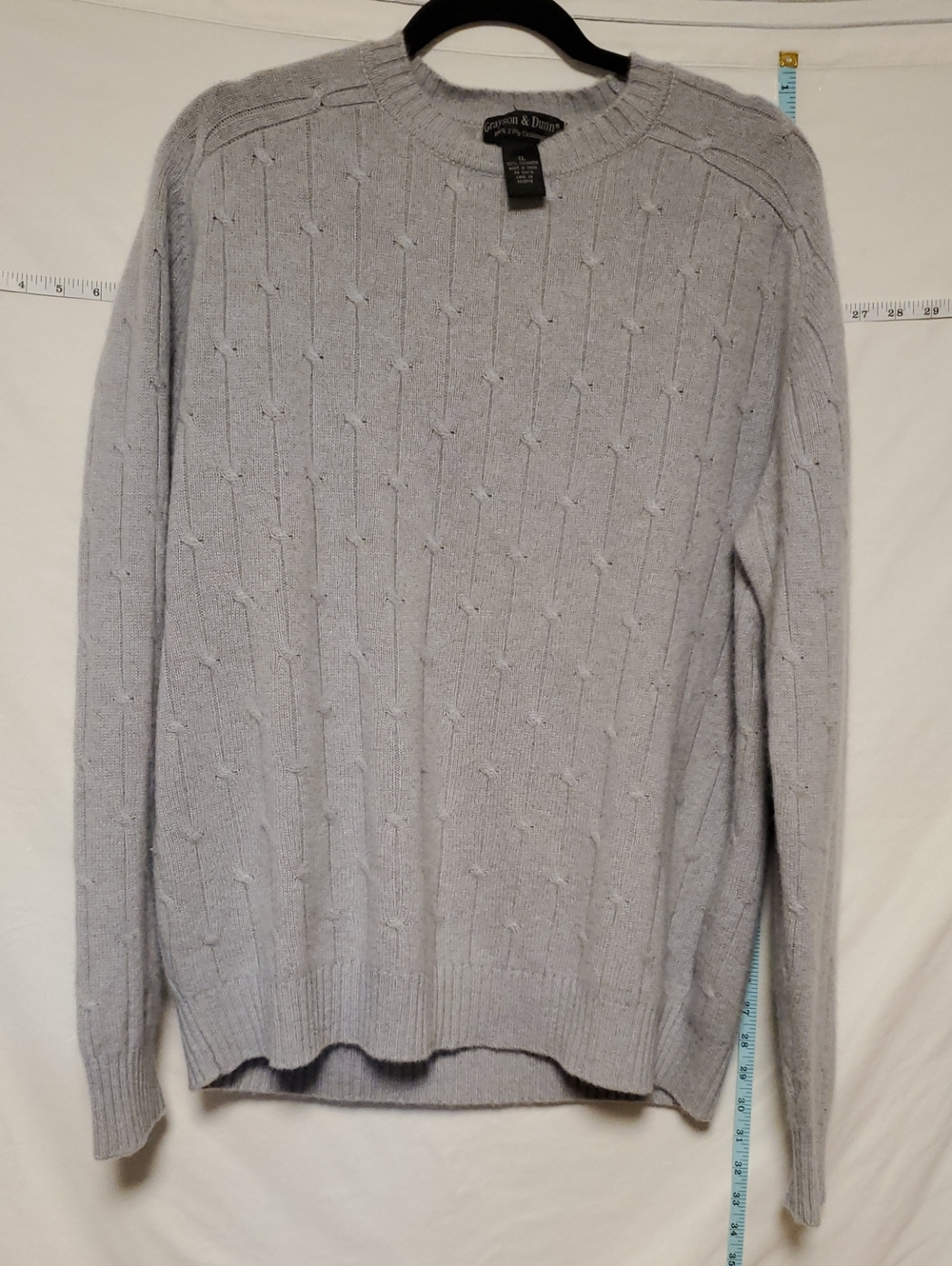 Grayson & Dunn Mens XL 100% Cashmere Sweater — Light Gray Quiet Luxury